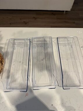 Clear Plastic Refrigerator Bins - Set of 3